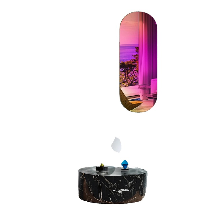 Dekoratív tükör, irizáló design, modern stílus, rózsaszín-piros, 120x60x2.5cm