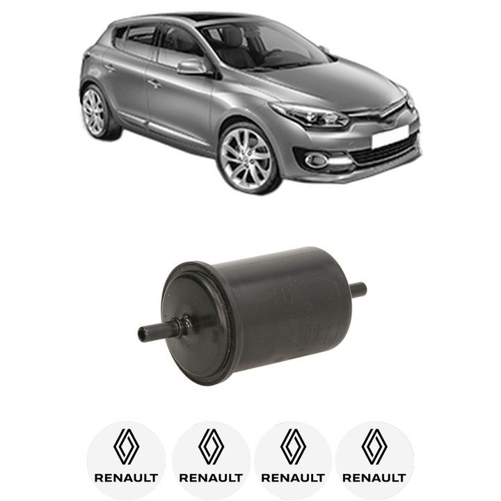 Filtru combustibil RENAULT MEGANE III Hatchback (BZ0/1_, B3_) 2.0 TCe 220 din 2013-2016 KW 162 CP 220 CMC 1998, Bosch, Auto, 4x Stickere auto cu RENAULT