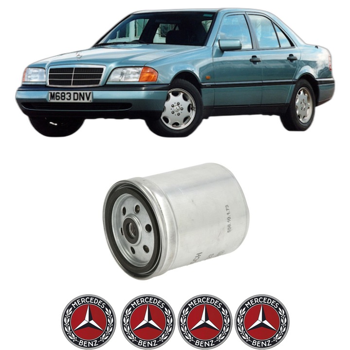 Filtru combustibil MERCEDES-BENZ C-CLASS (W202) C 220 D (202.121) din 1993-2000 KW 70 CP 95 CMC 2155, Bosch, Auto, 4x Stickere auto cu MERCEDES-BENZ