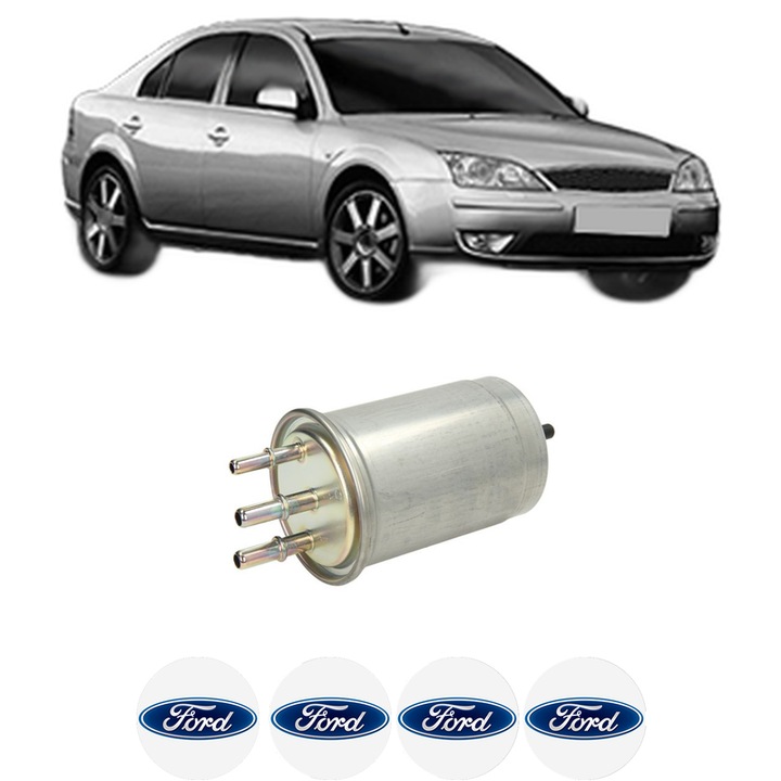 Filtru combustibil FORD MONDEO III Saloon (B4Y) 2.0 TDCi din 2001-2007 KW 96 CP 130 CMC 1998, Bosch, Auto, 4x Stickere auto cu FORD