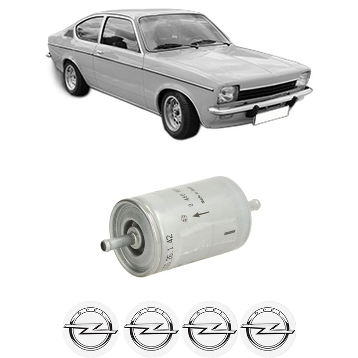 Filtru combustibil OPEL KADETT C Coupe 1.2 din 1973-1977 KW 38 CP 52 CMC 1196, Bosch, Auto, 4x Stickere auto cu OPEL