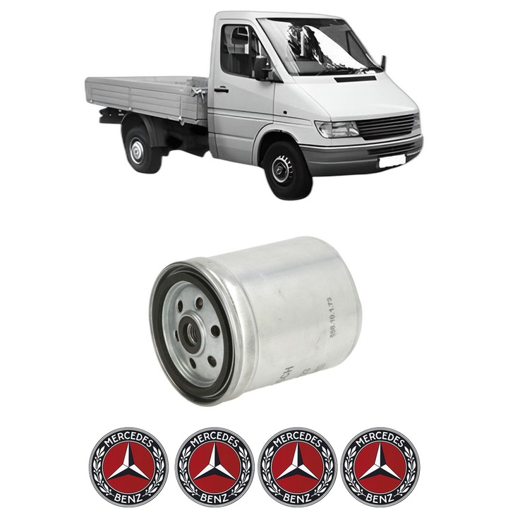 Filtru combustibil MERCEDES-BENZ SPRINTER 4-t Platform/Chassis (B904) 412 D 4x4 din 1997-2006 KW 90 CP 122 CMC 2874, Bosch, Auto, 4x Stickere auto cu MERCEDES-BENZ