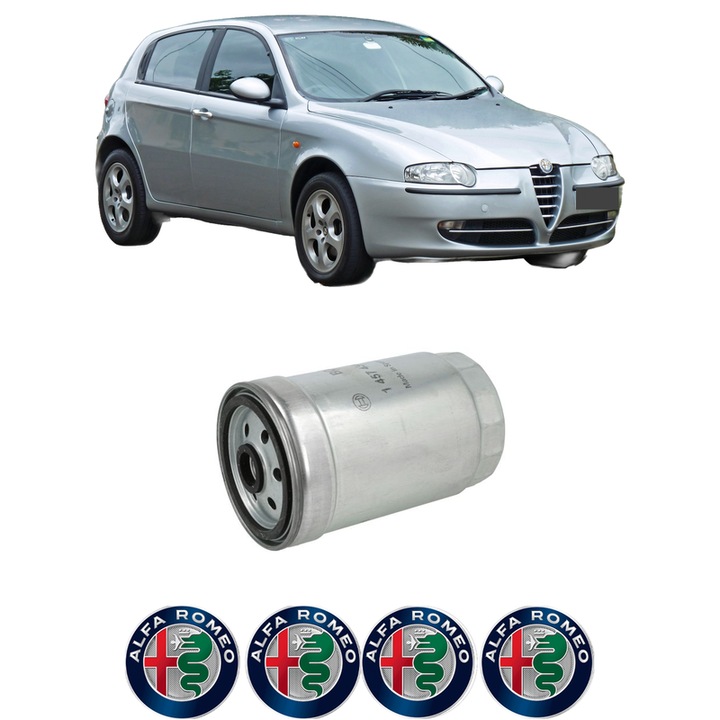 Filtru combustibil ALFA ROMEO 147 (937_) 1.9 JTD (937.AXD1A, 937.BXD1A, 937.AXV1A, 937.BXB1A,... din 2001-2010 KW 85 CP 115 CMC 1910, Bosch, Auto, 4x Stickere auto cu ALFA ROMEO