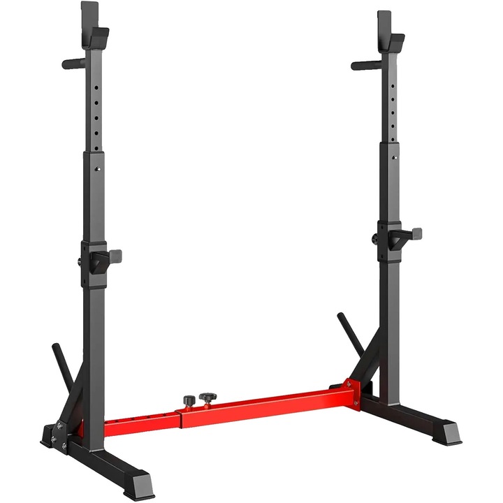 Rama de genuflexiuni multifunctionala, ajustabila, rosie, 98-156cm, capacitate maxima 250kg