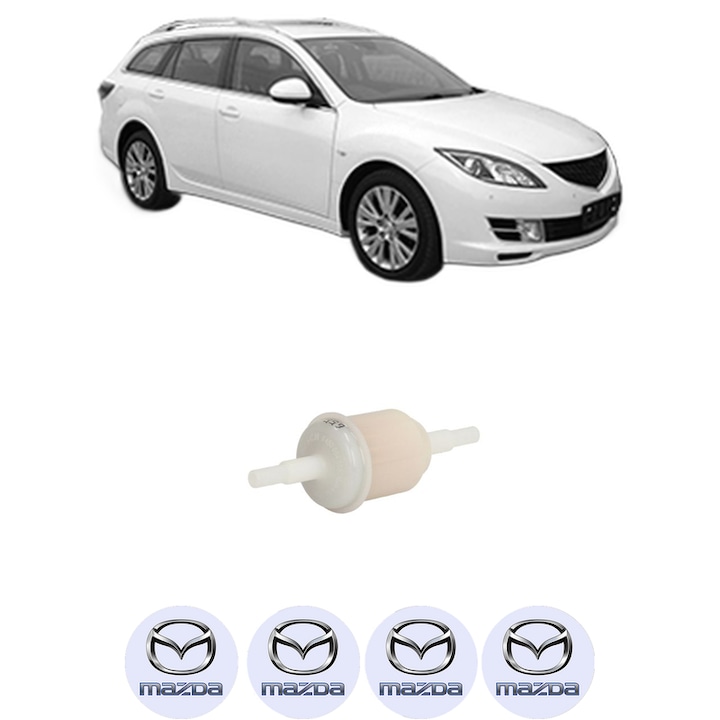 Filtru combustibil MAZDA 6 Estate (GH) 1.8 MZR din 2008-2013 KW 88 CP 120 CMC 1798, Bosch, Auto, 4x Stickere auto cu MAZDA