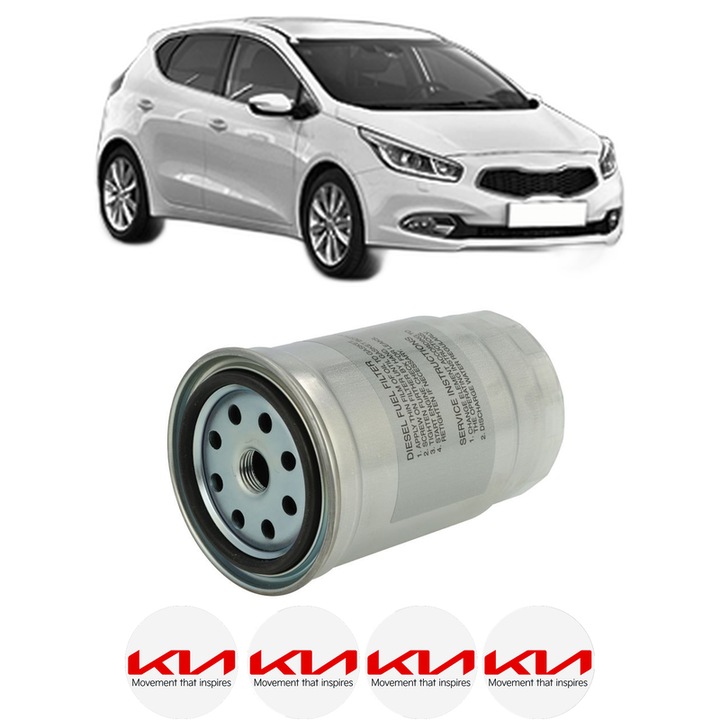 Filtru combustibil KIA CEE'D (JD) 1.4 CRDi 90 din 2012-2018 KW 66 CP 90 CMC 1396, Bosch, Auto, 4x Stickere auto cu KIA