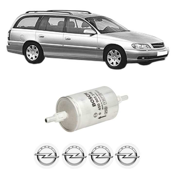 Filtru combustibil OPEL OMEGA B Estate (V94) 2.5 V6 (F35, M35, P35) din 1994-2000 KW 125 CP 170 CMC 2498, Bosch, Auto, 4x Stickere auto cu OPEL