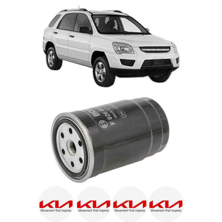 Filtru combustibil KIA SPORTAGE II (JE_, KM_) 2.0 CRDi 4WD din 2004-2006 KW 83 CP 113 CMC 1991, Bosch, Auto, 4x Stickere auto cu KIA