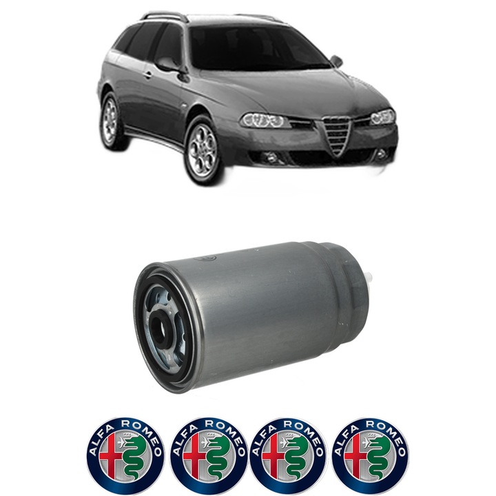 Filtru combustibil ALFA ROMEO 156 Sportwagon (932_) 1.9 JTD (932B2B, 932B2C) din 2001-2006 KW 85 CP 115 CMC 1910, Bosch, Auto, 4x Stickere auto cu ALFA ROMEO