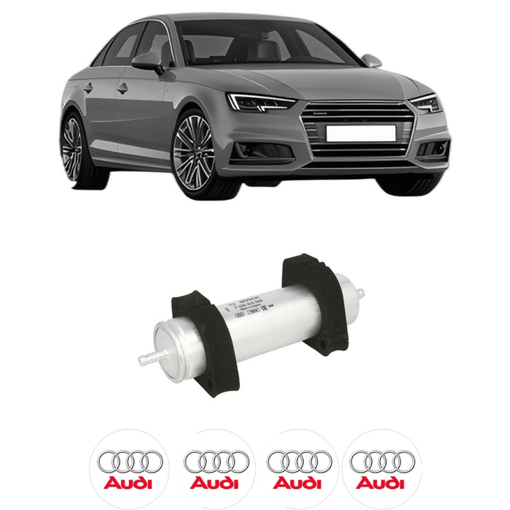 Filtru combustibil AUDI A4 B9 (8W2, 8WC) 3.0 TDI quattro din 2015-2018 KW 200 CP 272 CMC 2967, Bosch, Auto, 4x Stickere auto cu AUDI