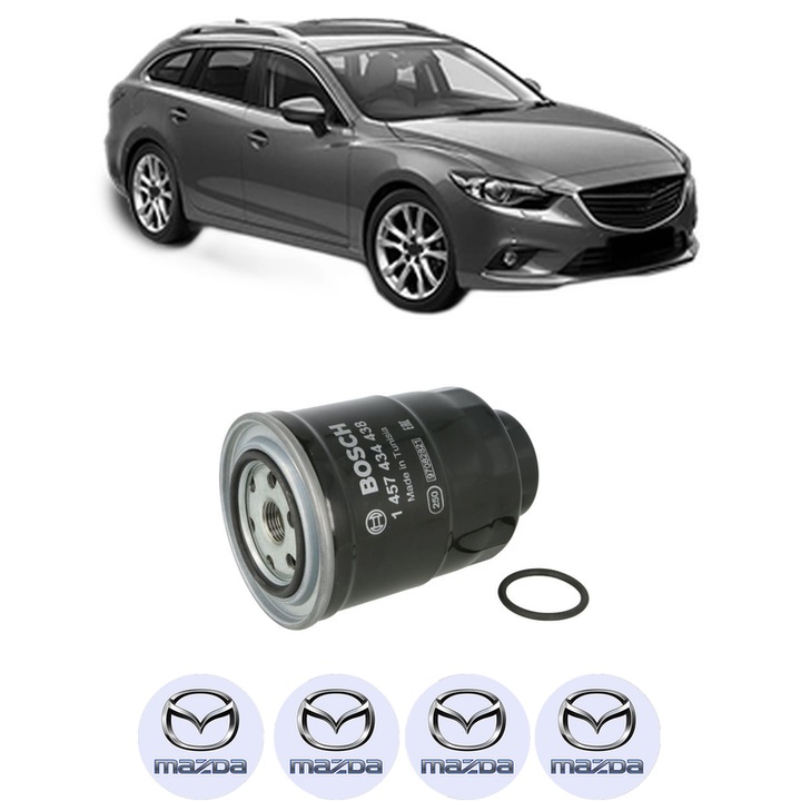 Filtru combustibil MAZDA 6 Estate (GJ, GL) 2.2 D 4WD (GJ2AW) din 2014 KW 129 CP 175 CMC 2188, Bosch, Auto, 4x Stickere auto cu MAZDA