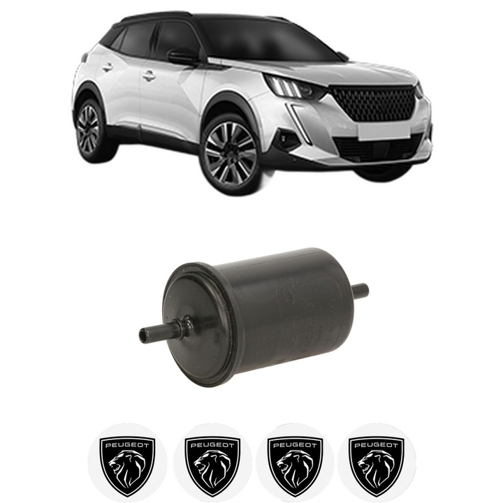 Filtru combustibil PEUGEOT 2008 II (UD_, US_, UY_, UJ_, UR_, UC_) 1.2 PureTech 130 (USHNS, URHNS) din 2019 KW 96 CP 130 CMC 1199, Bosch, Auto, 4x Stickere auto cu PEUGEOT