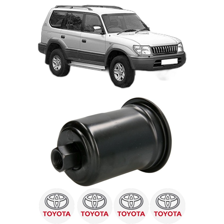 Filtru combustibil TOYOTA LAND CRUISER 90 (_J9_) 3.4 i 24V (VZJ90_, VZJ95_, VZJ90R, VZJ95R, VZJ90W,... din 1996-2002 KW 131 CP 178 CMC 3378, Bosch, Auto, 4x Stickere auto cu TOYOTA