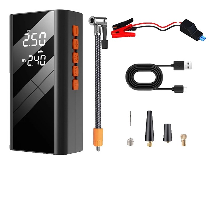 Redresor auto, 150PSI, power bank, Smart clip, 8000mAh, portabil