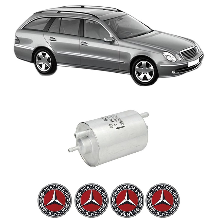 Filtru combustibil MERCEDES-BENZ E-CLASS T-Model (S211) E 500 T (211.272) din 2006-2009 KW 285 CP 388 CMC 5461, Bosch, Auto, 4x Stickere auto cu MERCEDES-BENZ