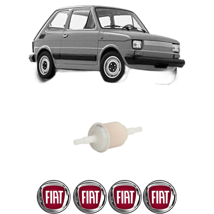 Filtru combustibil FIAT 126 (126_) 700 din 1987-1996 KW 19 CP 26 CMC 704, Bosch, Auto, 4x Stickere auto cu FIAT