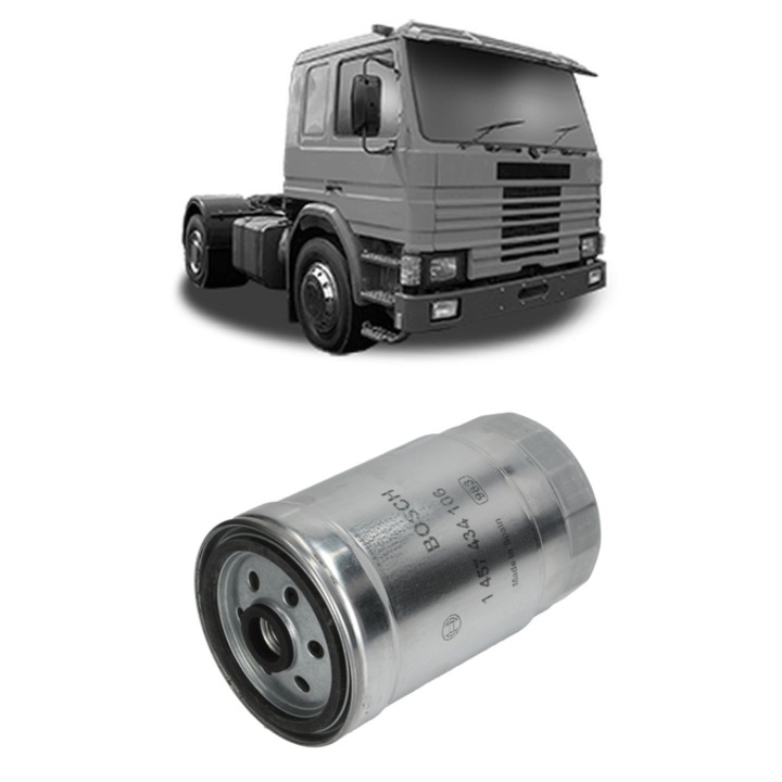 Filtru combustibil SCANIA 2 - series 142 E/390 din 1980-1988 KW 285 CP 388 CMC 14190, Bosch, Auto, 4x Stickere auto cu SCANIA
