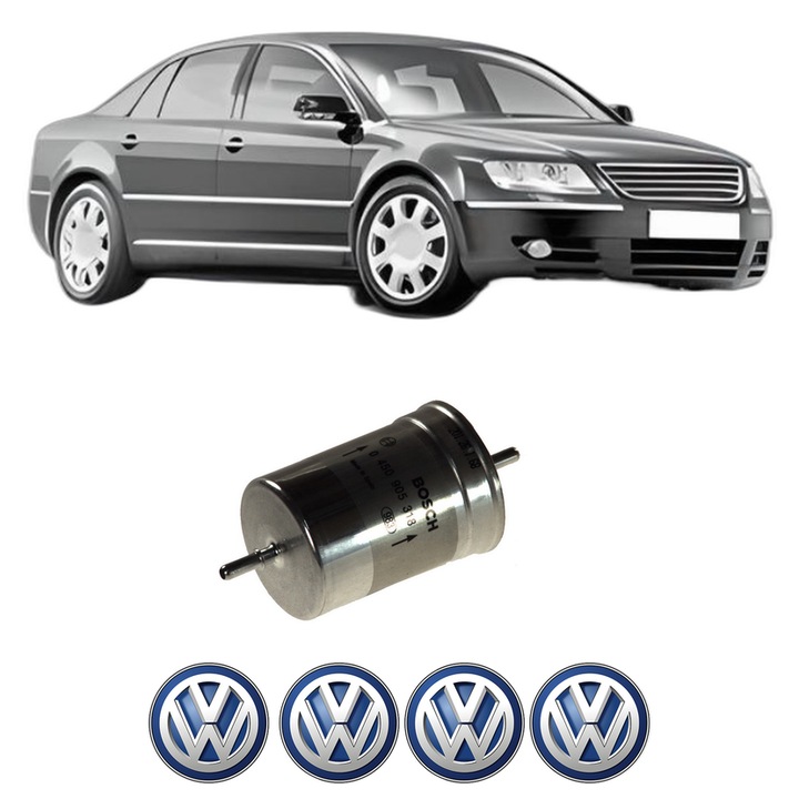 Filtru combustibil Volkswagen PHAETON (3D1, 3D2, 3D3, 3D4, 3D6, 3D7, 3D8, 3D9) 6.0 W12 4motion din 2002-2005 KW 309 CP 420 CMC 5998, Bosch, Auto, 4x Stickere auto cu Volkswagen