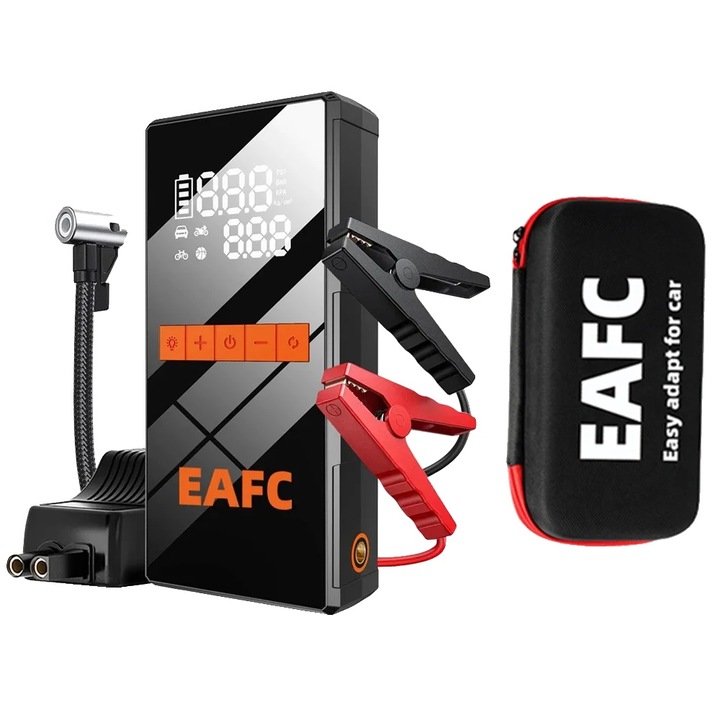 Redresor auto cu compresor de aer, 1200 A, 8000-10000 mAh, ecran LCD, set