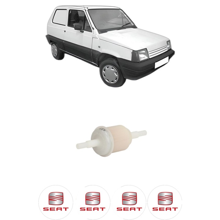 Filtru combustibil SEAT MARBELLA Hatchback Van (028A) 0.9 Cat din 1987-1993 KW 29 CP 40 CMC 903, Bosch, Auto, 4x Stickere auto cu SEAT