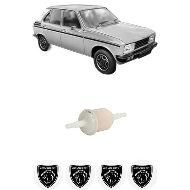 Filtru combustibil PEUGEOT 104 1.1 din 1976-1982 KW 42 CP 57 CMC 1124, Bosch, Auto, 4x Stickere auto cu PEUGEOT