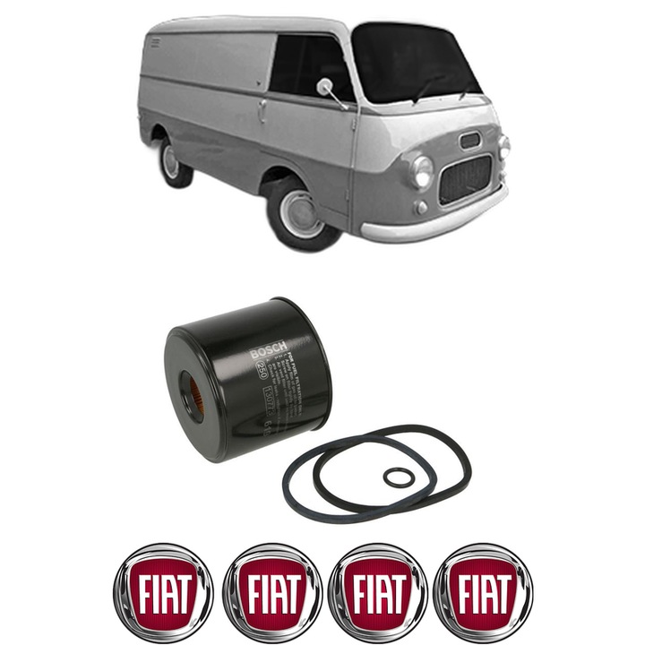 Filtru combustibil FIAT 241 Van (241_) 1.9 D din 1976-1979 KW 35 CP 48 CMC 1895, Bosch, Auto, 4x Stickere auto cu FIAT