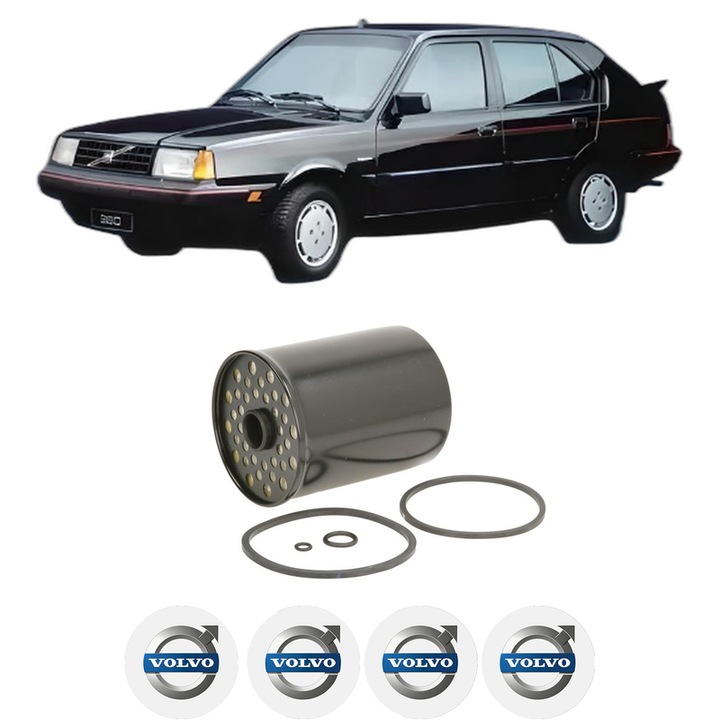 Filtru combustibil VOLVO 340-360 (343, 345) 1.6 Diesel din 1984-1991 KW 40 CP 54 CMC 1596, Bosch, Auto, 4x Stickere auto cu VOLVO