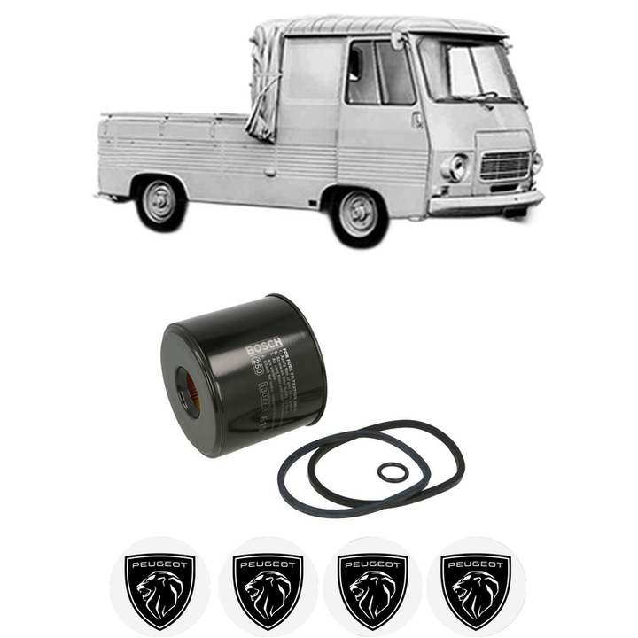 Filtru combustibil PEUGEOT J7 Platform/Chassis 1.9 D din 1968-1978 KW 40 CP 55 CMC 1948, Bosch, Auto, 4x Stickere auto cu PEUGEOT
