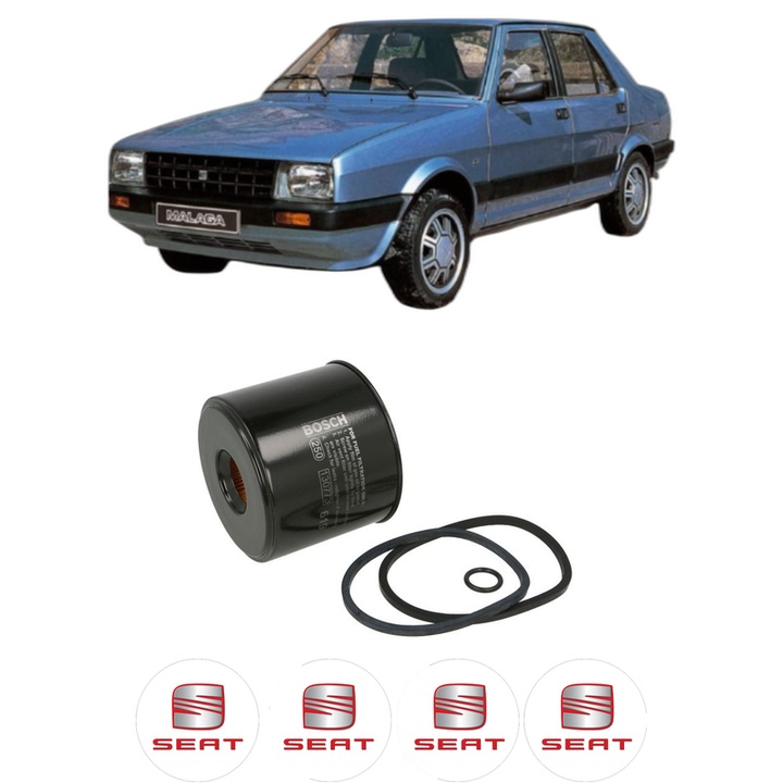Filtru combustibil SEAT MALAGA (23A) 1.7 D din 1990-1993 KW 42 CP 57 CMC 1714, Bosch, Auto, 4x Stickere auto cu SEAT