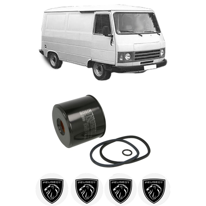 Filtru combustibil PEUGEOT J9 Van 2.5 D din 1982-1987 KW 53 CP 72 CMC 2497, Bosch, Auto, 4x Stickere auto cu PEUGEOT