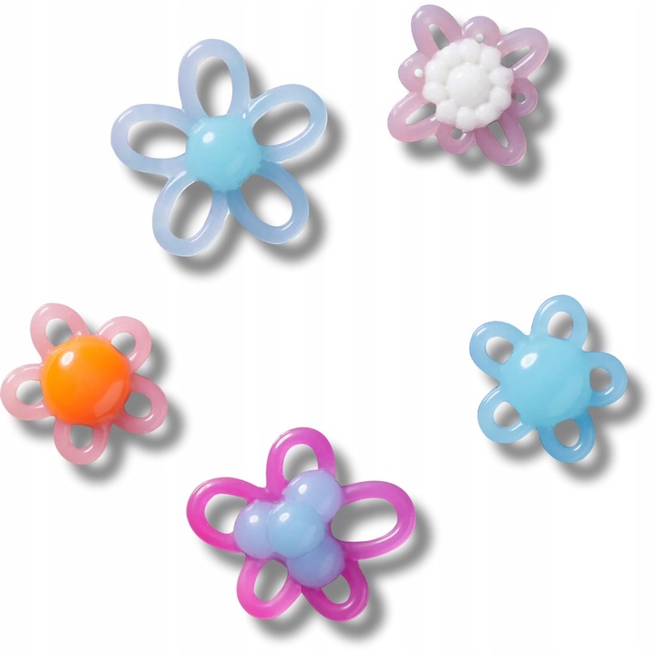 Crocs, Jibbitz cipő kiegészítő, Vibrant Blossom, 5 darab, Többszínű