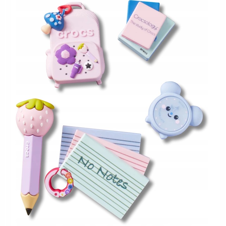 Crocs, Accesoriu incaltaminte Jibbitz, Girly Back to School, 5 bucati, Multicolor