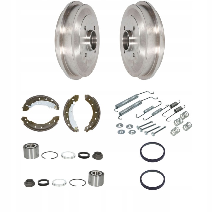 Fékdob készlet, fékpofák, rugók, csapágyak, ME Premium, Peugeot 206-hoz, OE-vel egyenértékű, 9624951480, benzin, dízel, személygépkocsi, utángyártott