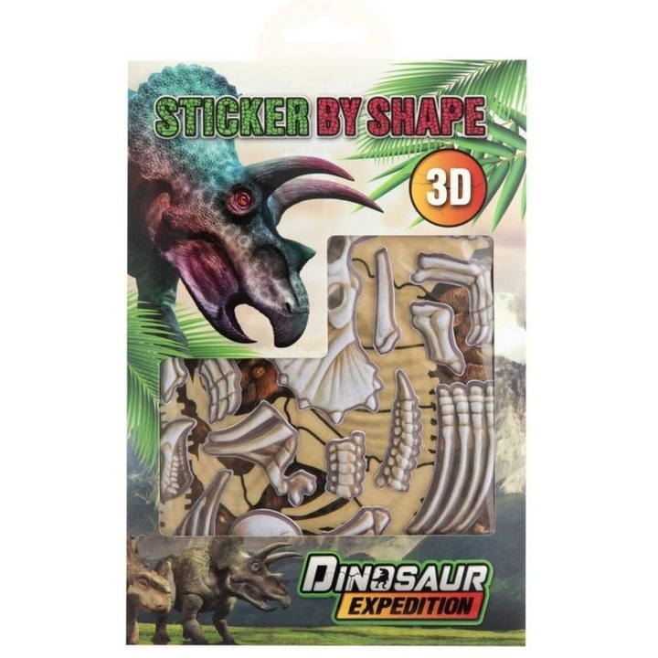 3D Triceratops dekorációs matricaszett, GRAFIX, többszínű
