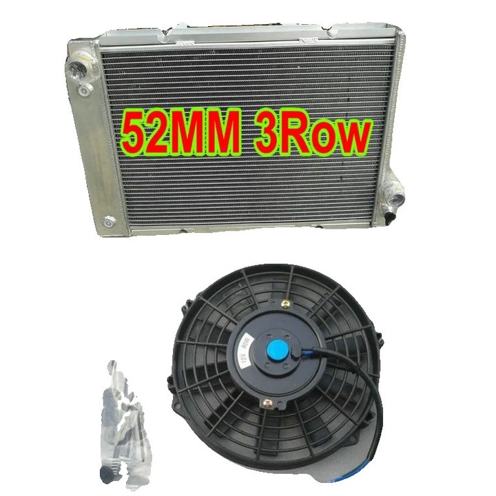 Radiator din aluminiu cu kit de montare ventilator pentru Pontiac Fiero, dimensiuni 620x420x70mm, 3 randuri