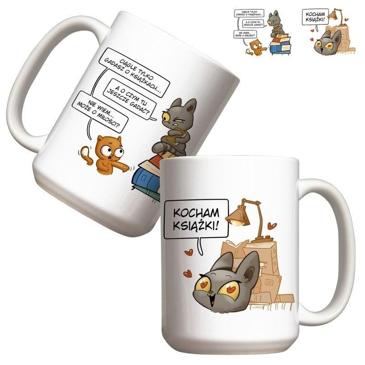 Cana Molom - Kocham Ksiazki, 440ml, 120x85mm, ceramica