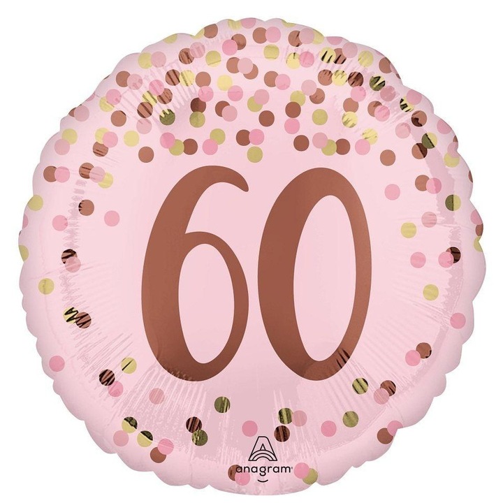 Фолиев балон 60 години, Анаграм, розов, 46см