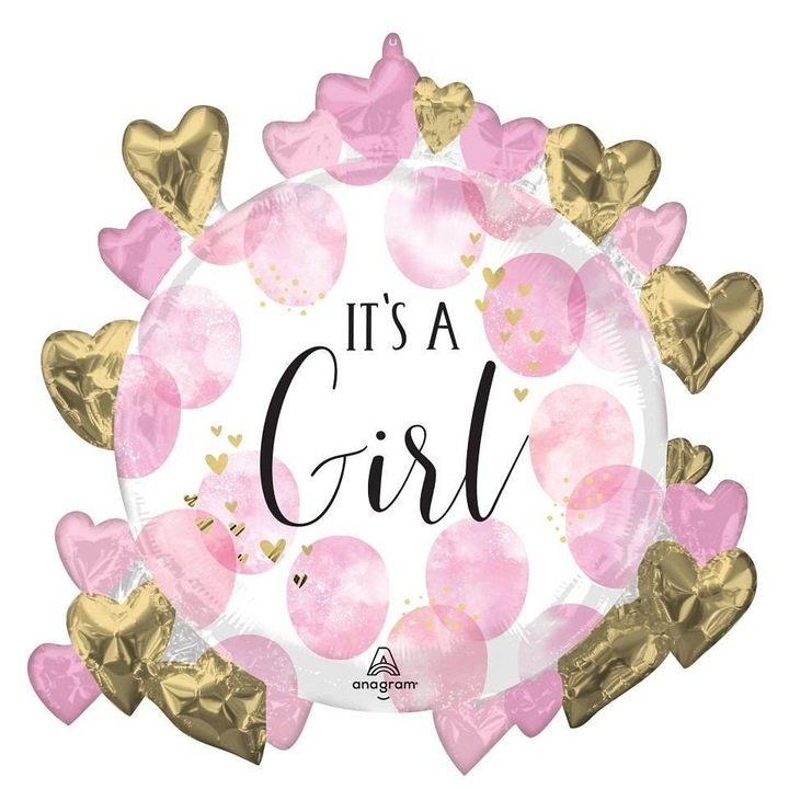 Фолиев балон, Anagram, It's a Girl, розов, 76x76см, комплект 1 бр.