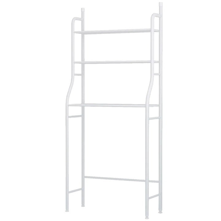 Tároló állvány, háromszintes kialakítás, környezetbarát fém konstrukció, fehér, 68x25x160cm