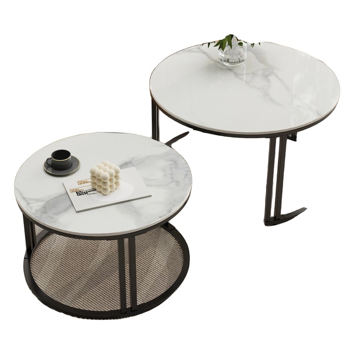 Масички за вгнездяване, модерен дизайн, издръжлива конструкция, гланцово бяло, 22.8кг