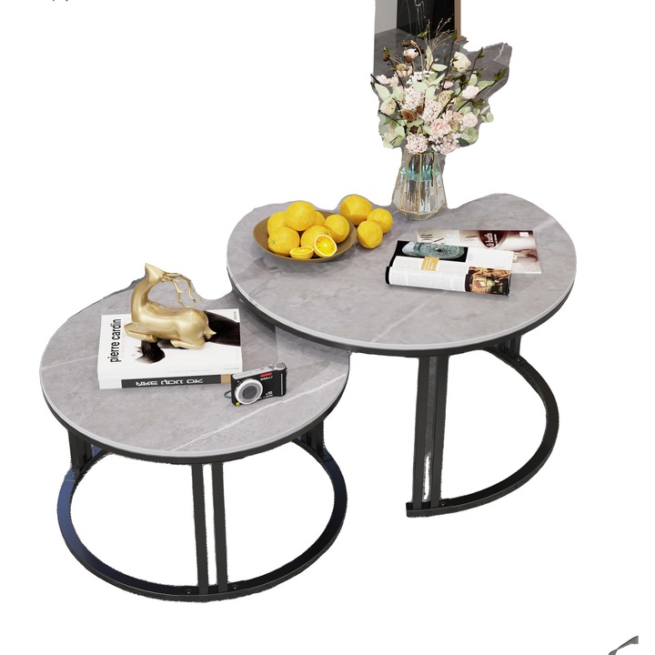 Масички за вгнездяване, модерен дизайн, издръжлива конструкция, тъмно сиво, 22.8кг