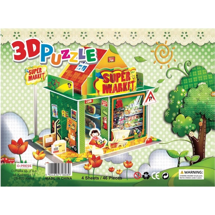 Puzzle 3D, 46 elemente, pianka, pentru copii, multicolor