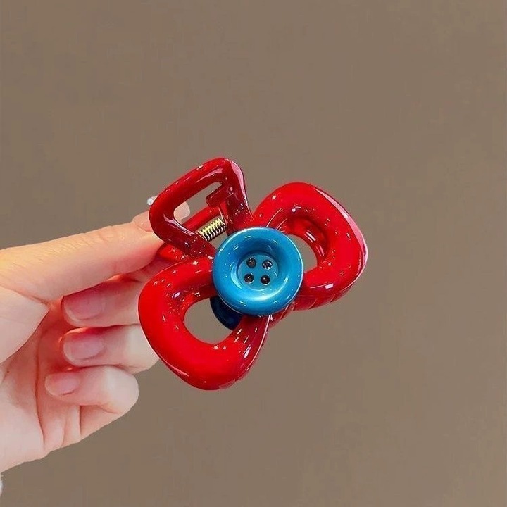 KENSUI червена триъгълна щипка за коса, темпераментна мода