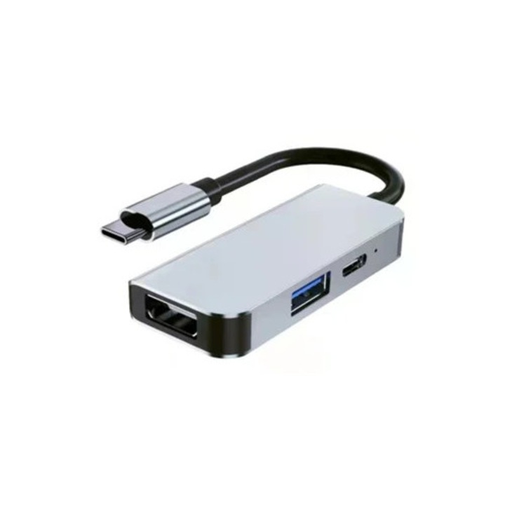Statie de andocare USB C 4K/30Hz HDMI 3 in 1 cu PD85W+USB3.0, pentru laptopuri