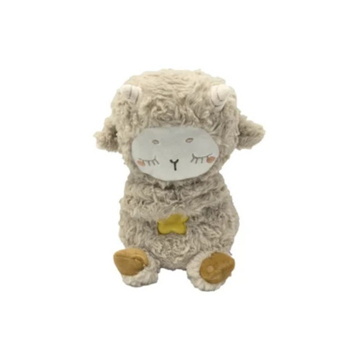 Jucarie de plus miel cu lumina respirabila, alba, 30x20cm