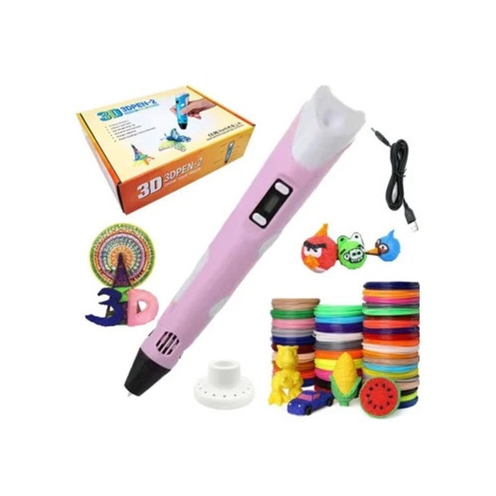 Creion 3D, 20 culori, 5M, roz, set