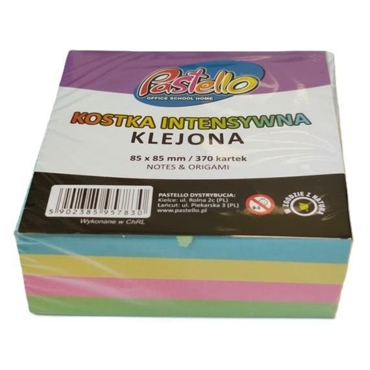Bloc de notite colorat Alfa Pastello, 85x85mm, 370 foi, pastelat