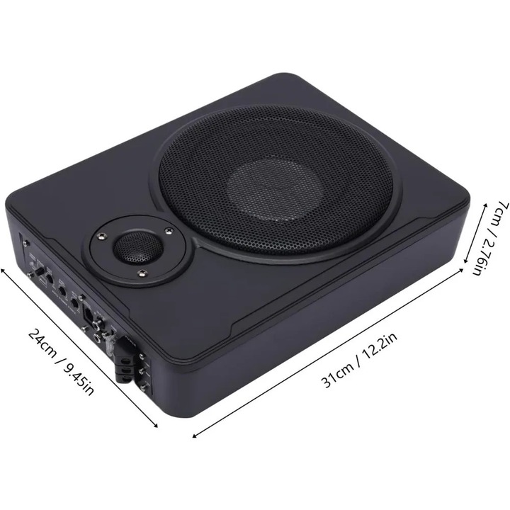 Subwoofer Activ Auto Ultra Radio, Subwoofer Subscaun cu Amplificator Incorporat, Cablu de Alimentare Audio, Primar pentru Masina