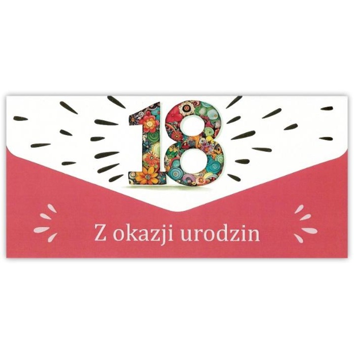 Felicitare TREND Urodziny 18, format DL, cu zlozenia si coperta suplimentara