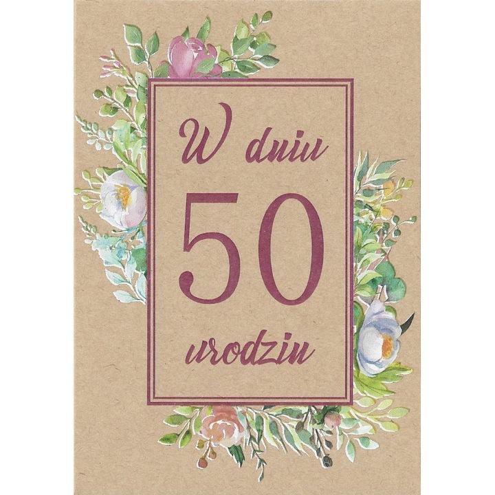 Felicitare TREND, Urodziny 50, cu plic si urari in interior